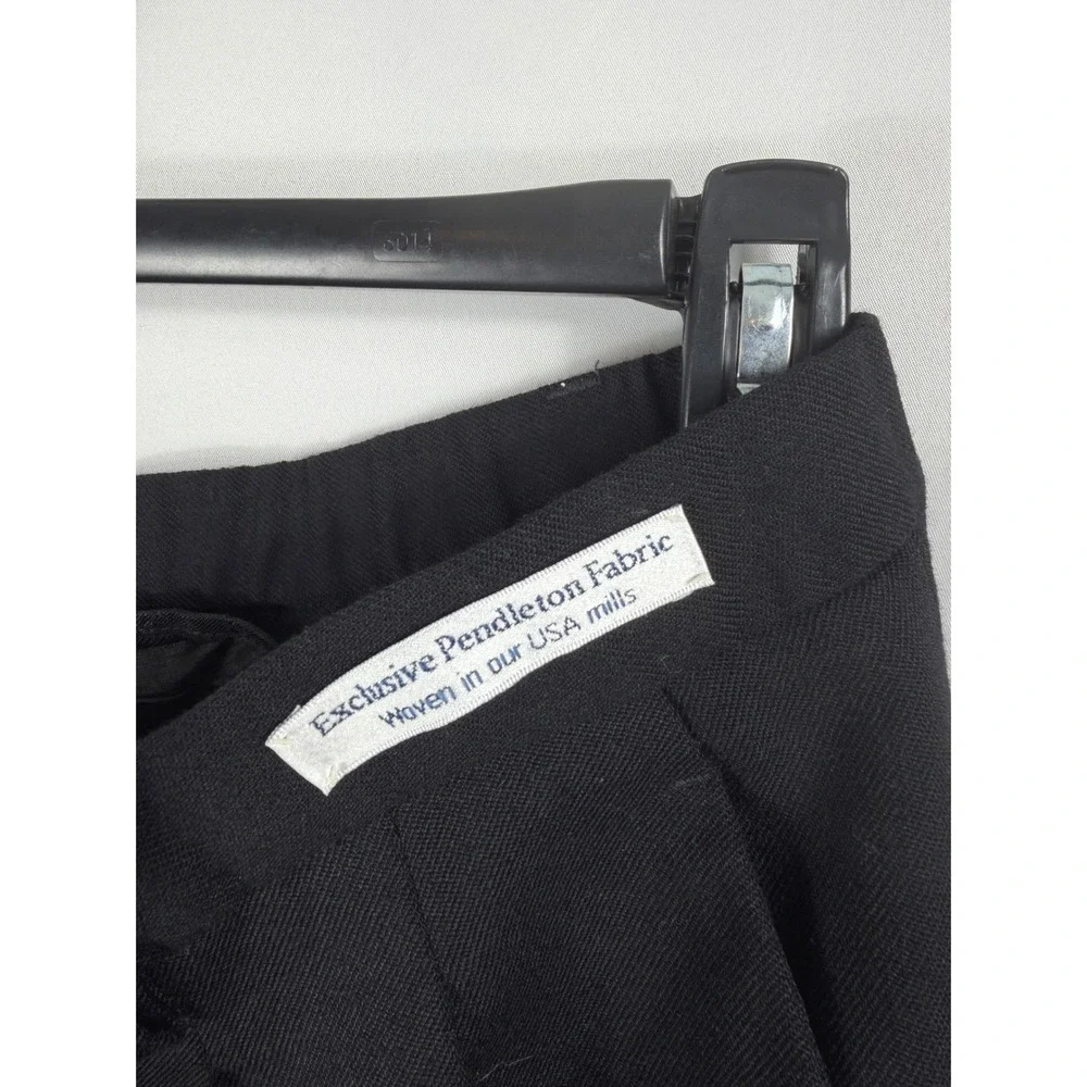 Pendleton Trousers Women's 16W Black 100% Virgin Wool Pleated Lined‎ Pants USA